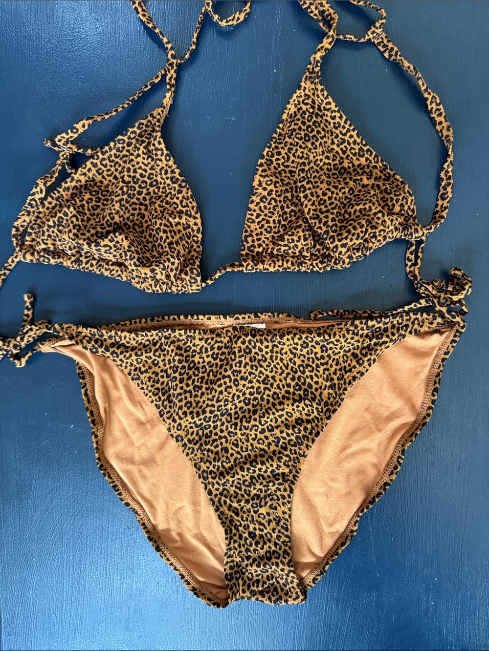 Xhilaration Leopard Print Triangle Bikini Set - Brown/Black